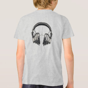 Retro Headphones Line Art T - Shirt - Music Lover 