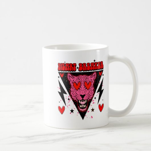 Retro Heart Breaker Valentines Day Tiger Love  Kaffeetasse (Rechts)