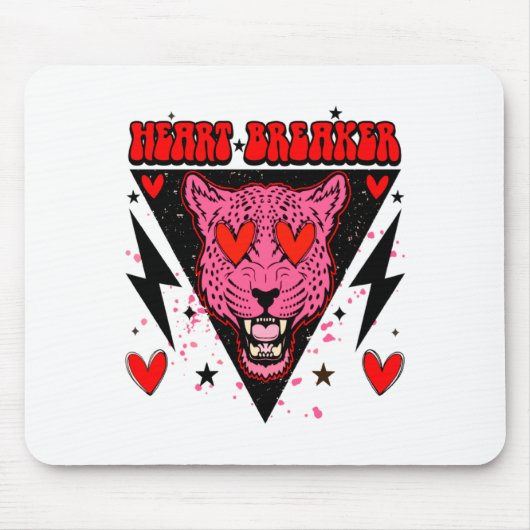 Retro Heart Breaker Valentines Day Tiger Love  Mousepad (Vorne)