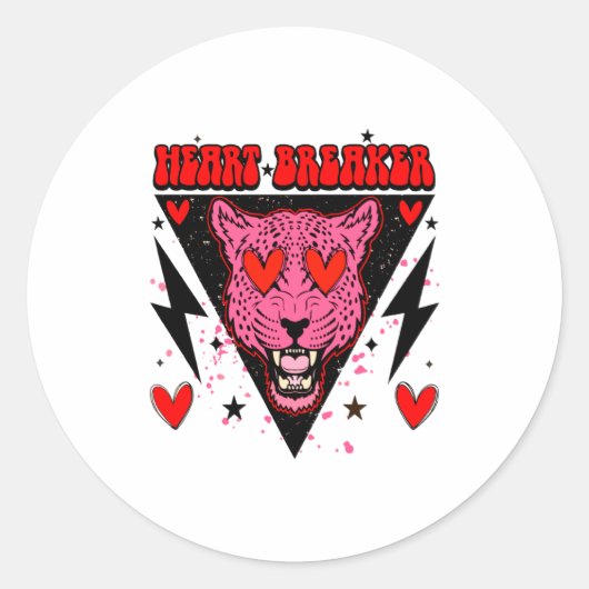 Retro Heart Breaker Valentines Day Tiger Love  Runder Aufkleber (Vorderseite)