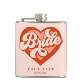 Retro Heart Bride Babe Tribe Bachelorette Flachmann (Vorderseite)
