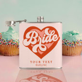 Retro Heart Bride Babe Tribe Bachelorette Flachmann
