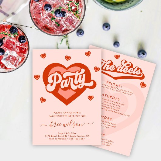 Retro Heart Bride Junggeselinnen-Abschied Einladung