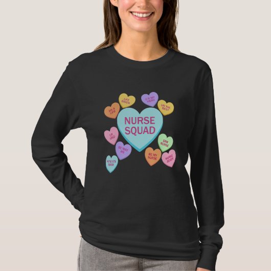 Retro Heart Funny Nurse Squad Happy Valentines Day T-Shirt (Vorderseite)
