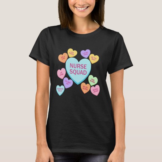 Retro Heart Funny Nurse Squad Happy Valentines Day T-Shirt (Vorderseite)