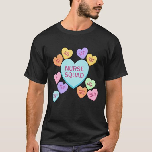 Retro Heart Funny Nurse Squad Happy Valentines Day T-Shirt (Vorderseite)