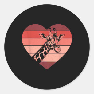 Retro Heart Giraffe Vintage Valentinstag Damen Her Runder Aufkleber
