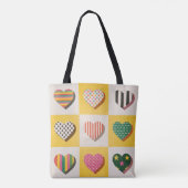 Retro Heart Grid Tote Bag Tasche (Rückseite)