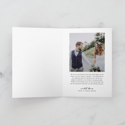 Retro Heart Script 4 Foto Collage Wedding Dankeskarte (Innenseite)