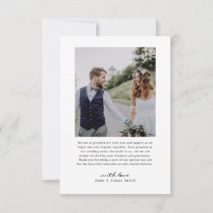 Retro Heart Script 4 Foto Collage Wedding Dankeskarte