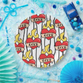 Retro Heart Tattoo Pappteller (Party)