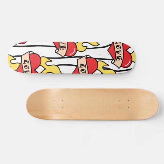 Retro Heart Tattoo Skateboard (Horizontal)