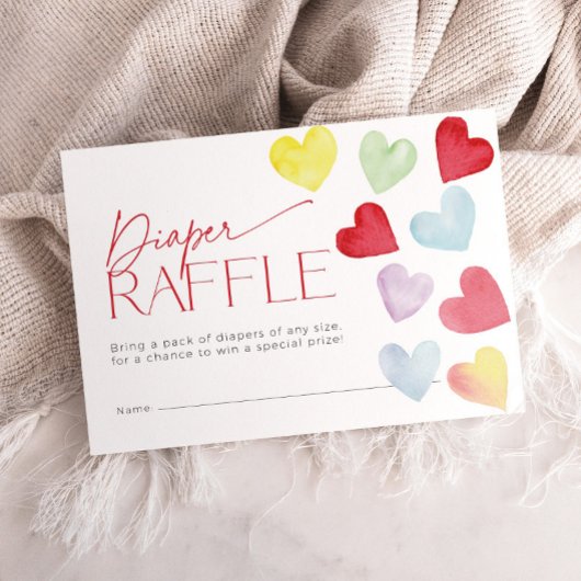 Retro Heart Valentines Diaper Raffle Ticket Baby Begleitkarte