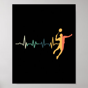 Retro Heartbeat Badminton Player Shuttle Trainer R Poster