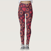 Retro Hearts and Circles Pattern Leggings (Vorderseite)