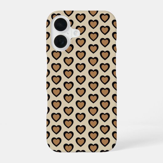 Retro Hearts Leopard iPhone 16 Hülle (Rückseite)