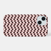 Retro Hearts Pink Black & White iPhone 15 Hülle (Rückseite (Horizontal))