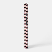 Retro Hearts Pink Black & White iPhone 16 Hülle (Linke Seite)