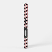 Retro Hearts Pink Black & White iPhone 16 Hülle (Rechte Seite)