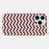 Retro Hearts Pink Black & White iPhone Hülle (Rückseite (Horizontal))