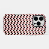 Retro Hearts Pink Black & White iPhone Hülle (Rückseite (Horizontal))