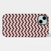 Retro Hearts Pink Black & White iPhone Hülle (Rückseite (Horizontal))