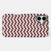 Retro Hearts Pink Black & White iPhone Hülle (Rückseite (Horizontal))