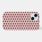 Retro Hearts Pink Burgundy Y2K Style iPhone 15 Hülle (Rückseite (Horizontal))