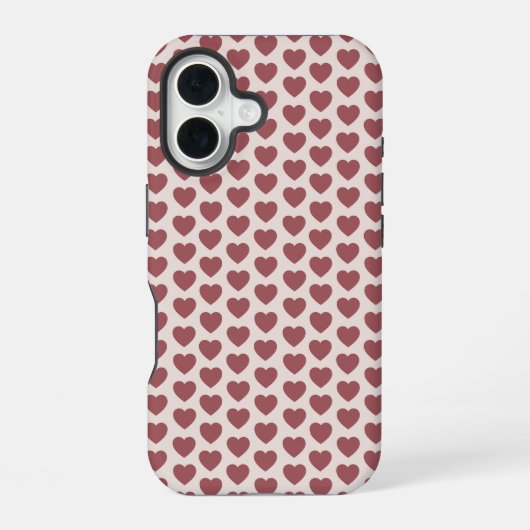 Retro Hearts Pink Burgundy Y2K Style iPhone 16 Hülle (Rückseite)