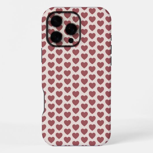 Retro Hearts Pink Burgundy Y2K Style iPhone Hülle (Rückseite)
