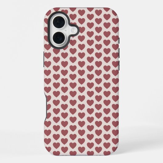 Retro Hearts Pink Burgundy Y2K Style iPhone Hülle (Rückseite)