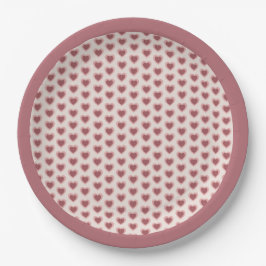 Retro Hearts Pink Burgundy Y2K Style Pappteller