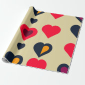 Retro Hearts Valentines Wrapping Paper Geschenkpapier (Ungerollt)