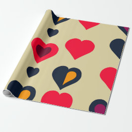 Retro Hearts Valentines Wrapping Paper Geschenkpapier