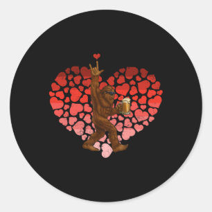 Retro Heat Liebe Rock On Bigfoot Sasquatch Trinke Runder Aufkleber