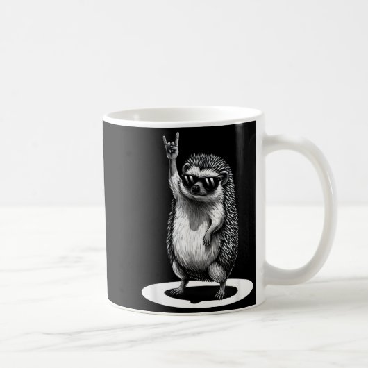 Retro Hedgehog Rock Music Men Kids Women Funny Ani Kaffeetasse (Rechts)