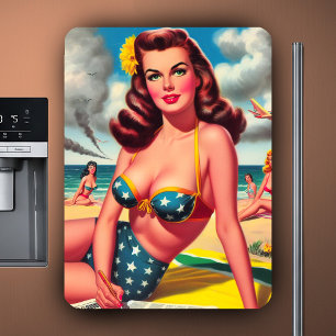 Retro heiße Vintage-Strand Pin-up Magnet