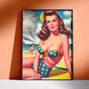 Retro heiße Vintage-Strand Pin-up Poster