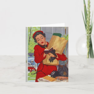 Retro Hektic Day Life Besy Lady Blank Note Card Karte