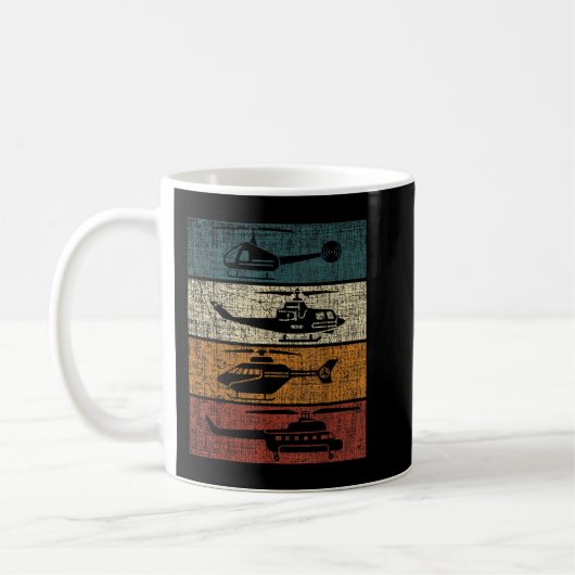 Retro Helicopter Pilot Vintage Aviation Kaffeetasse (Links)