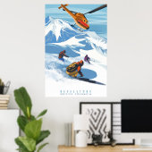 RETRO HELISKI REVELSTOKE SKI POSTER (Heimbüro)