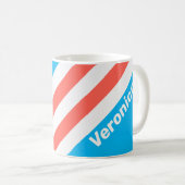 Retro Hellblaue Streifen mit Namen Kaffeetasse (VorderseiteRechts)