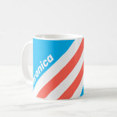 Retro Hellblaue Streifen mit Namen Kaffeetasse (Vorderseite Links)