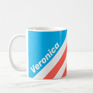 Retro Hellblaue Streifen mit Namen Kaffeetasse