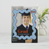 Retro Hellblauer Schnurrbart Abschluss laden ein Ankündigung (Stehend Vorderseite)