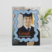 Retro Hellblauer Schnurrbart Abschluss laden ein Ankündigung (Stehend Vorderseite)