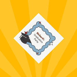 Retro Hellblauer Schnurrbart Junge Abschlussfeier Serviette