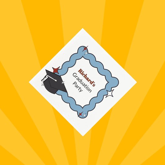 Retro Hellblauer Schnurrbart Junge Abschlussfeier Serviette