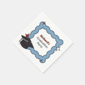 Retro Hellblauer Schnurrbart Junge Abschlussfeier Serviette (Ecke)