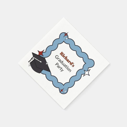 Retro Hellblauer Schnurrbart Junge Abschlussfeier Serviette (Ecke)